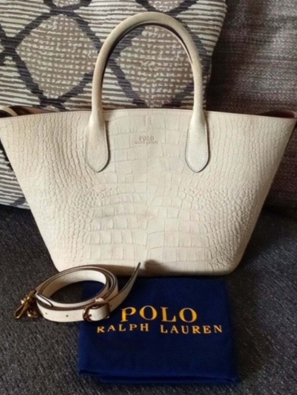 🆕️ 🌞HTF Polo Ralph Lauren🌞 - Suede Croc-Embossed Medium Bellport Tote